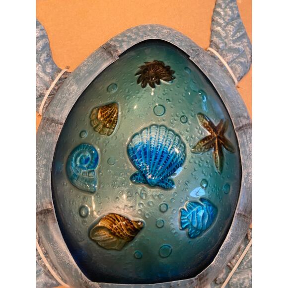 Metal And Glass Sea Turtle Wall Art or Light Fixture Cover, Beach House Decor - Picture 4 of 5